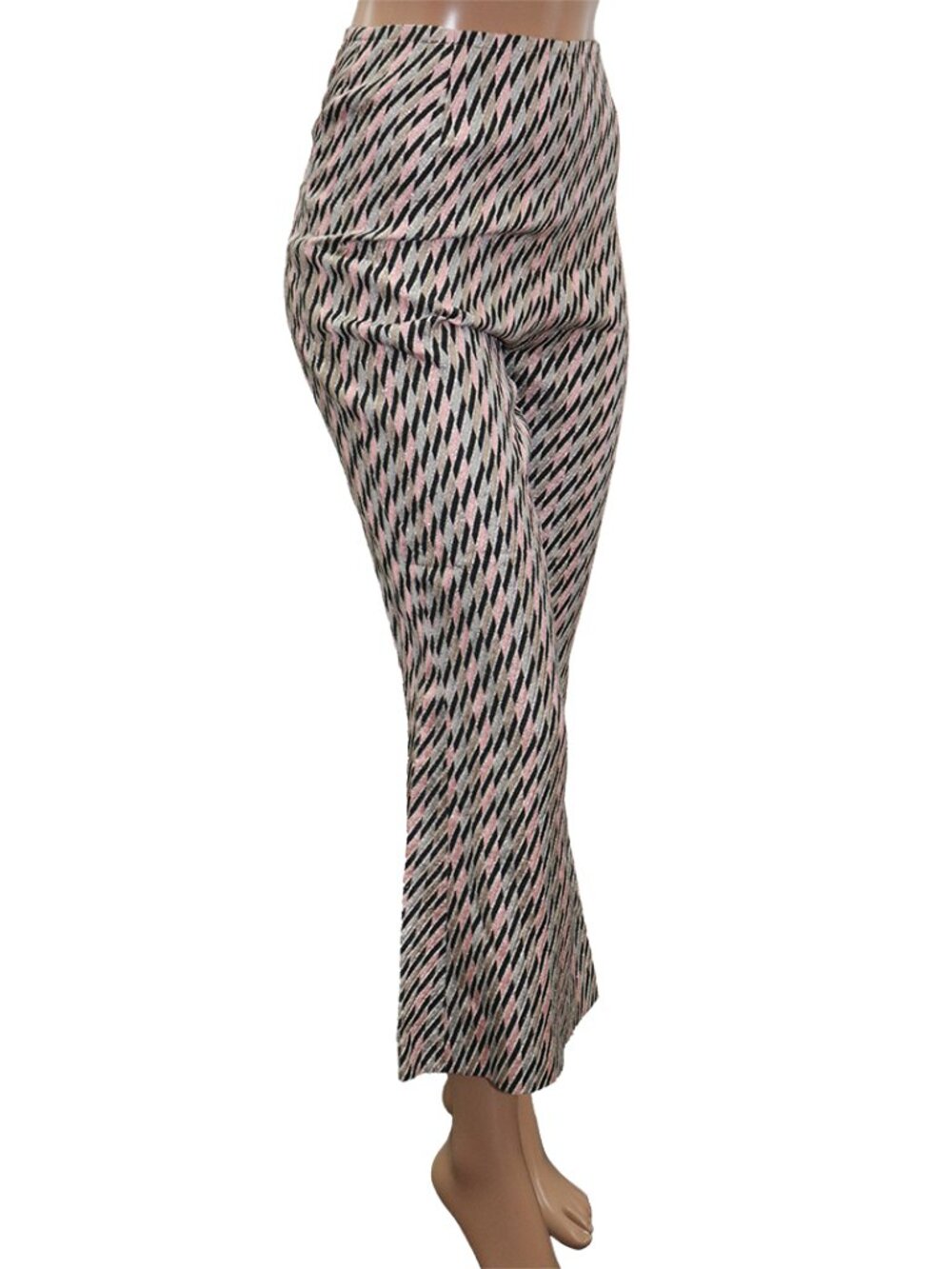 Metallic Pink Black Geo Wide Leg Crop Pants S - Picture 4 of 6